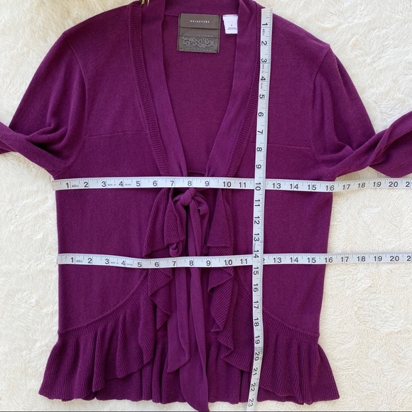 Anthro Guinevere snow melt purple ruffle cardigan - Picture 3 of 9